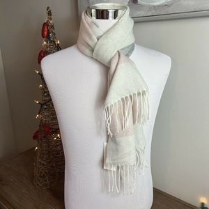 NWT Steve Madden Mid Weight Cozy Muffler Scarf with Fringe Lurex Pink Gray White